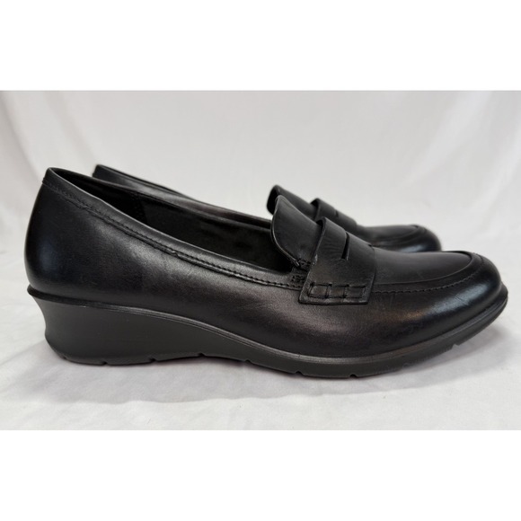 ECCO Slipons Black Leather Slip-ons Damen size 39 8-8.5 US - Picture 1 of 12